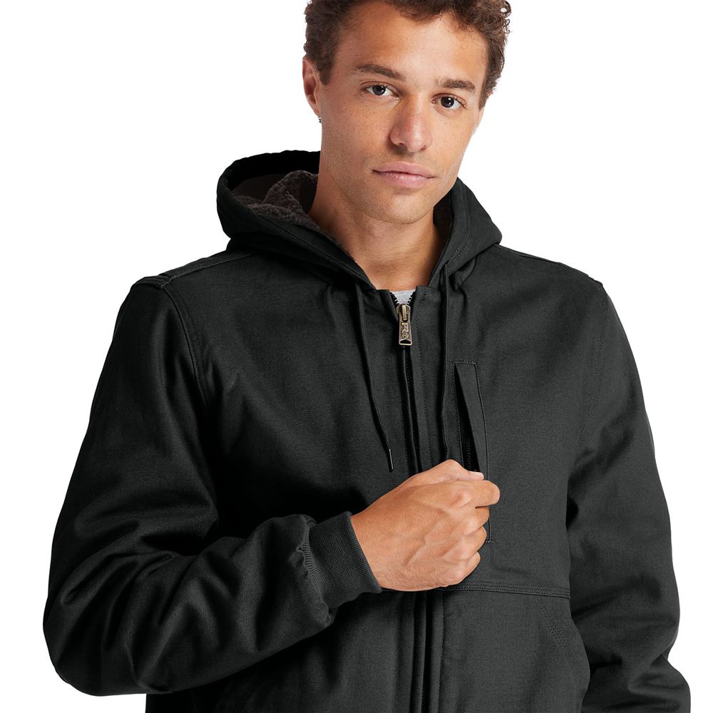 Chaquetas Timberland Argentina Hombre - Pro® Gritman Lined, Hooded Lona - Negras - DGFLNJ-097